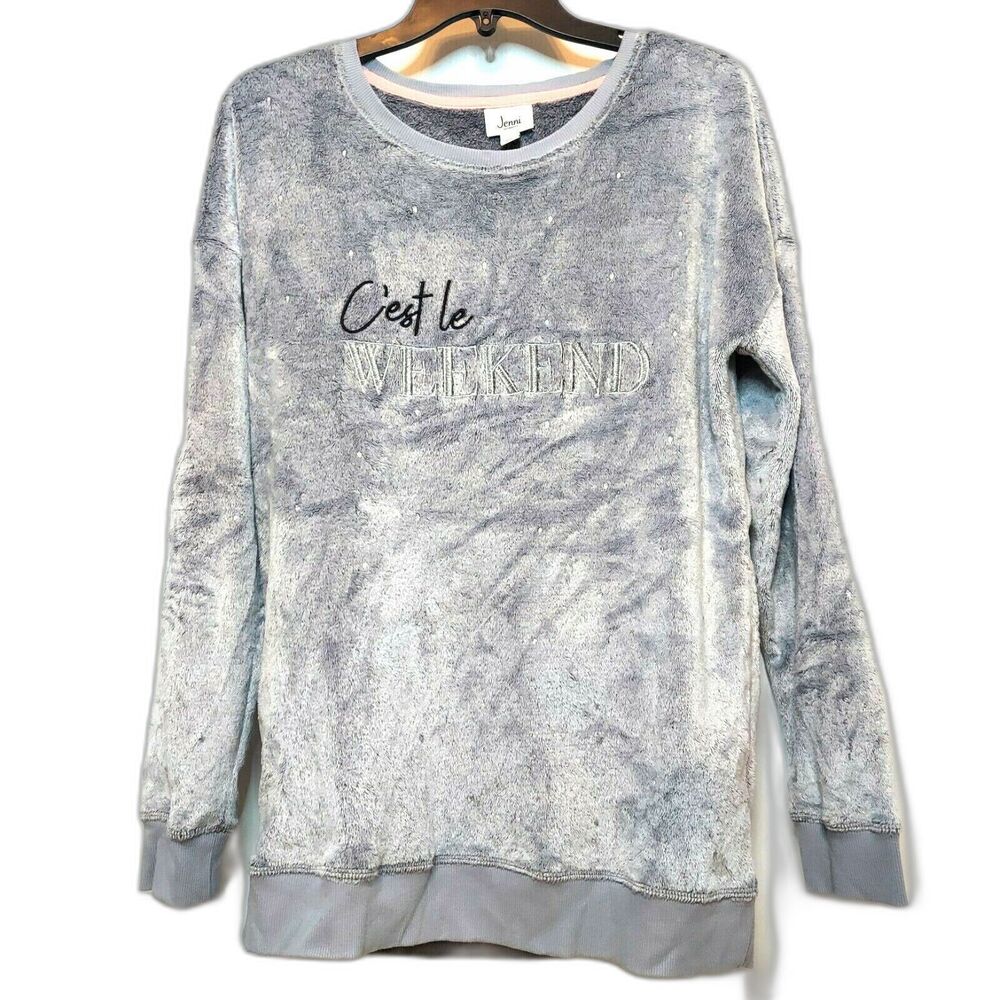 Jenni - Cozy Sweater M Sweatshirt Silver Fuzzy Glitter C'est Le Weekend Gray